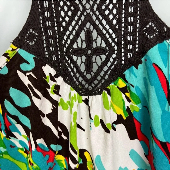 A. BYER crochet sleeveless top multicolor watercolor print - size Medium - Picture 9 of 11